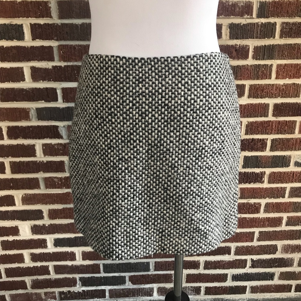 J.Crew Gray Wool Checkered Skirt Size 4 - Picture 4 of 8